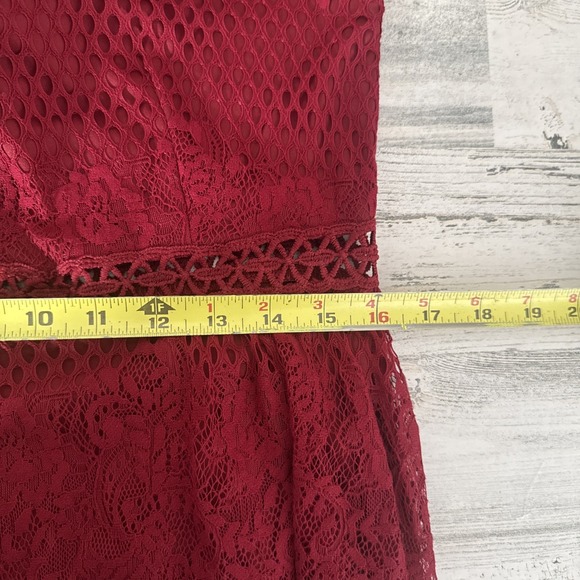 Altar'd State Mariska Brick Red Lace Semi-Sheer Embroidered Maxi Dress Womens L - Picture 11 of 14